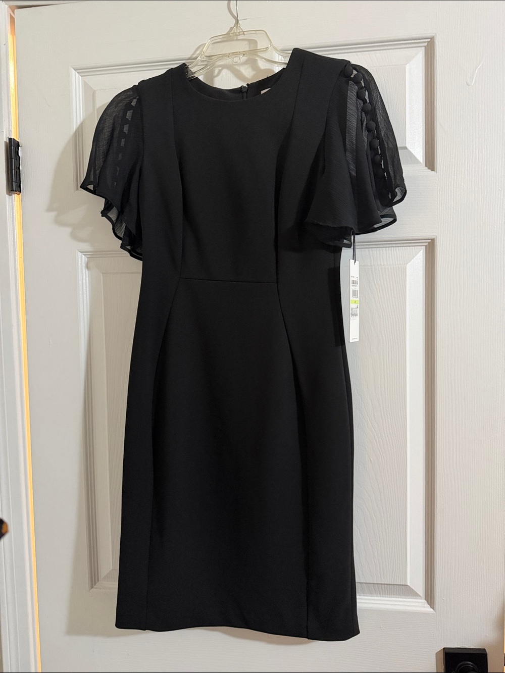 Calvin Klein Elegant Black Flutter Sleeve Dress